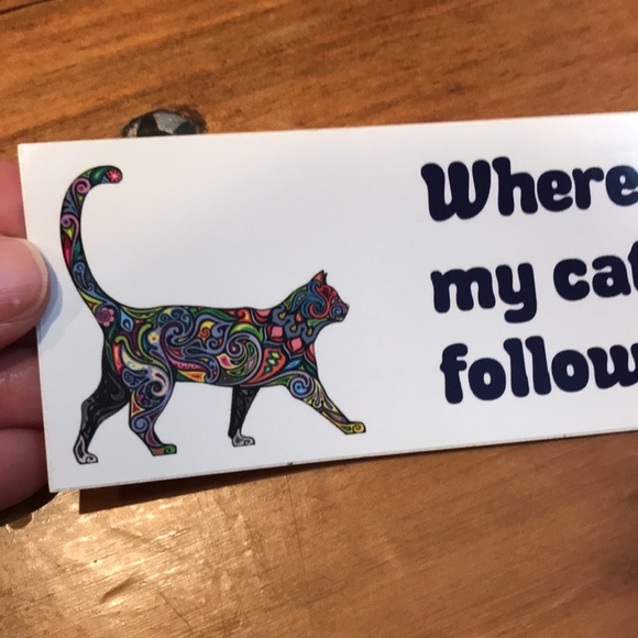 New! Cat STICKER Wherever I go, my cat's hair follows Laptop Bumper - Picture 2 of 3